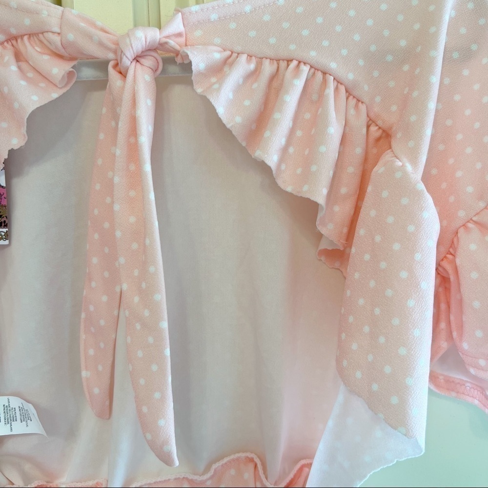 ⭐️ NWT Boohoo Petite Polka Dot Open Back Tie Detail Top - Picture 9 of 16